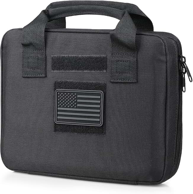 LIVANS Tactical Pistol Handgun Case Bag, Soft Pistol Case | Gun Case Soft, Carrying Storage Bag, Square Pistol Shooting Range Bag, Dual Padded Firearm Case, Handgun Pouch