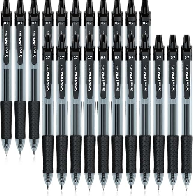 SmartGel Smart Color Art 45 Pack Black Gel Pens, Retractable Medium Point Gel Ink Pens, Smooth Writing, Comfort Grip, Unisex