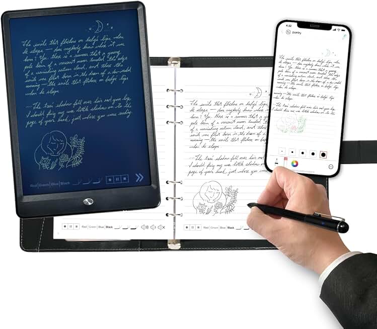 Ophayapen Smart Pen for Note Taking with Digital Smart Notebook and Writing Board, Real-time Sync for Digitizing,Convert to Text,Storing,Sharing Paper Notes via APP on Smartphone(Android and iOS)