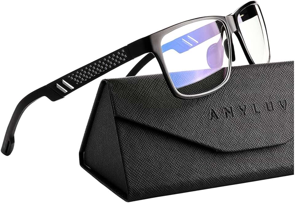 ANYLUV Blue Light Blocking Glasses Men Computer Gaming Glasses Lightweight Al-Mg Metal Anti Eyestrain Eye Protection Global Recycled Standard