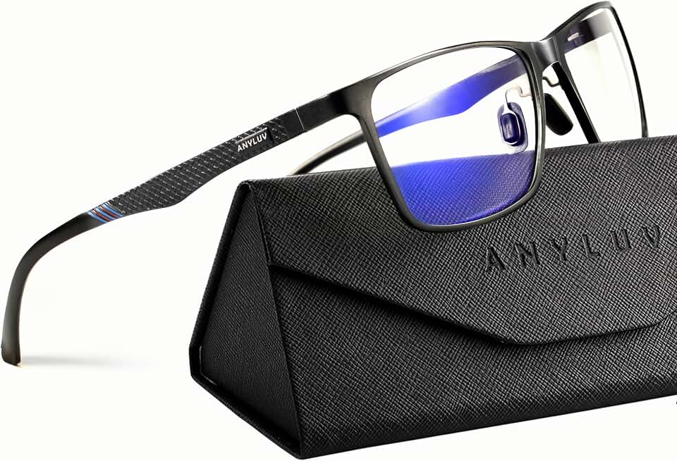 ANYLUV Blue Light Blocking Glasses Men, Al-Mg Metal Computer Gaming | Relieve Eyestrain and Eye Protection, Clear Lens for Computer Use Global Recycled Standard