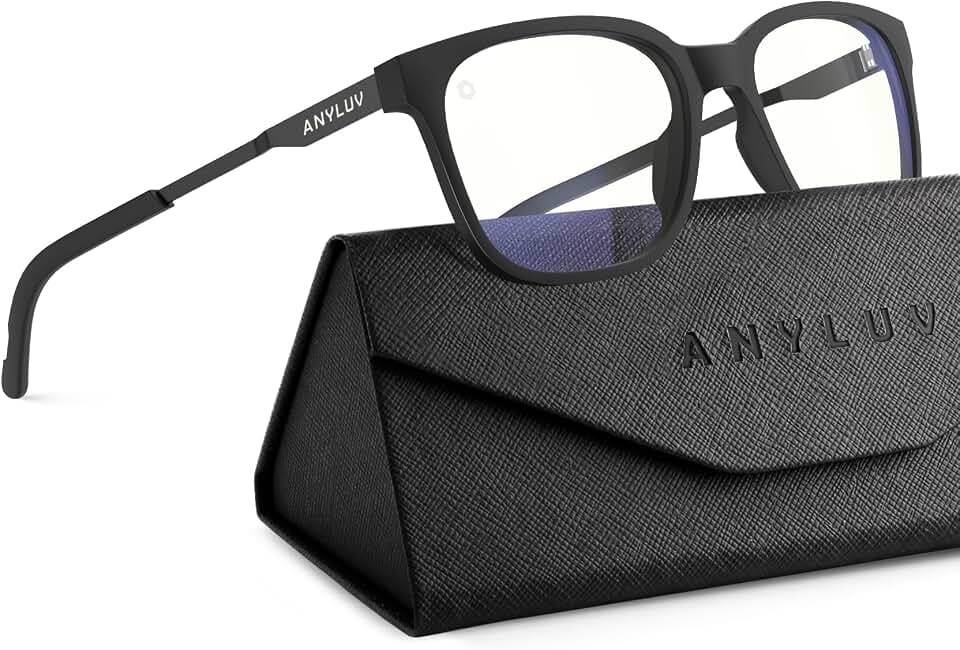 ANYLUV Blue Light Glasses for Men, Lightweight Computer Gaming Glasses, Stylish Anti Eyestrain Blue Light Blocking Men Global Recycled Standard