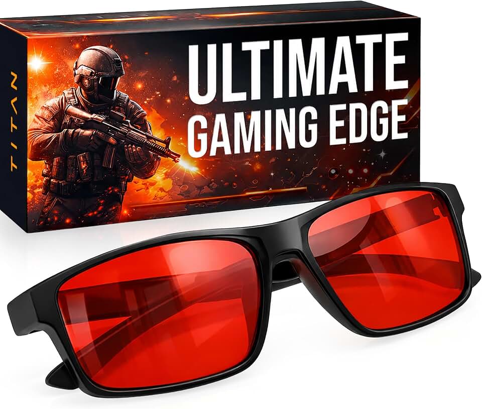Titan Gaming Glasses, Blue Light Blocking, Night Driving Glasses for Men, Computer Protection, Gift for Gamers