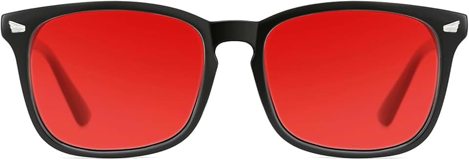 TIJN Sleep Glasses with Blue Green Light Blocking, Red Light Lens for Computer Gaming, Screen Fatigue &amp; UV Protection