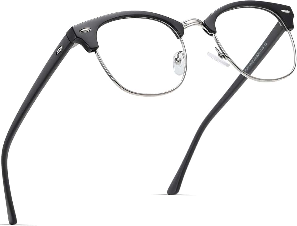 Blue Light Blocking Glasses Anti Eyestrain Computer Gaming Glasses | Vintage Half Frame UV Clear Lens for Women Men