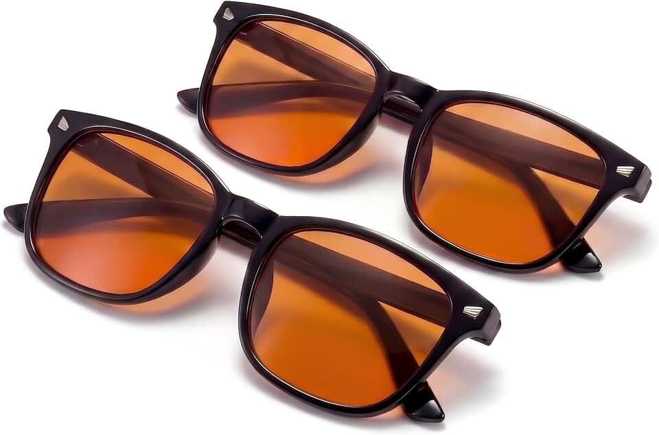 98.6% Blue Light Blocking Glasses for Computer Gaming Anti Eyestrain | Anti Harmful Blue Ray for Better Sleep, Amber High-definition Lens Anti Fatigue &amp; Eye Strain, Lightweight Comfort Frames