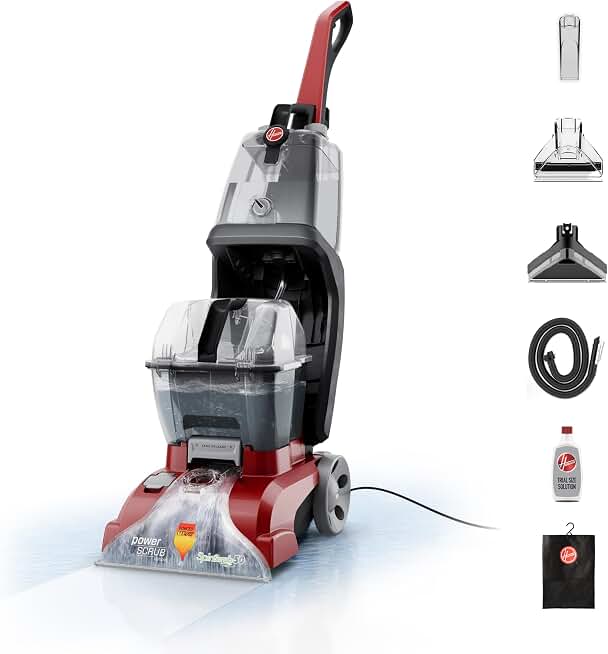 Hoover PowerScrub Deluxe Carpet Cleaner Machine, Pet &amp; Upholstery Tools | Deep Cleaning Carpet Shampooer Machine, SpinScrub Brushes, HeatForce Drying, Pair with Hoover Carpet Cleaner Solution