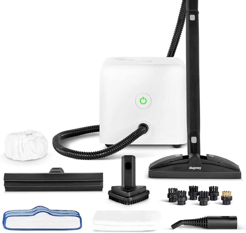 Dupray Neat Steam Cleaner for Home Essential Pack | Powerful Multipurpose Steamer | Chemical-free cleaning for floor, car, wall, grout &amp; kitchen | Steam mop | 17 Accessories