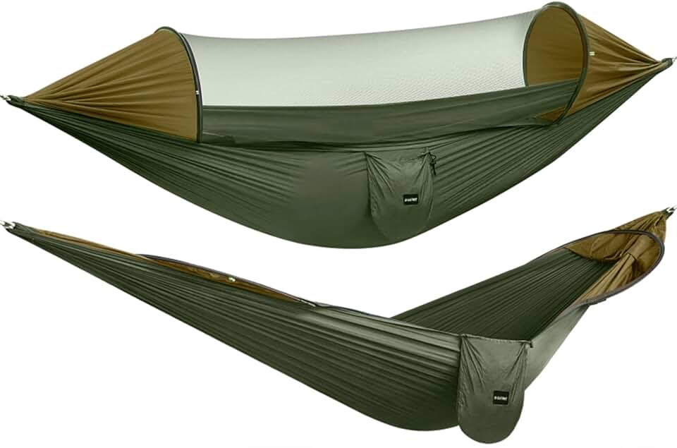 G4Free Large Camping Hammock for Outside with Mosquito Net 2 People Hammock | Up to 440lb Portable Hammock Durable Nylon with Bug Net, Tree Straps, Tent Tarp for Outdoor Hiking Camping Backpacking Travel