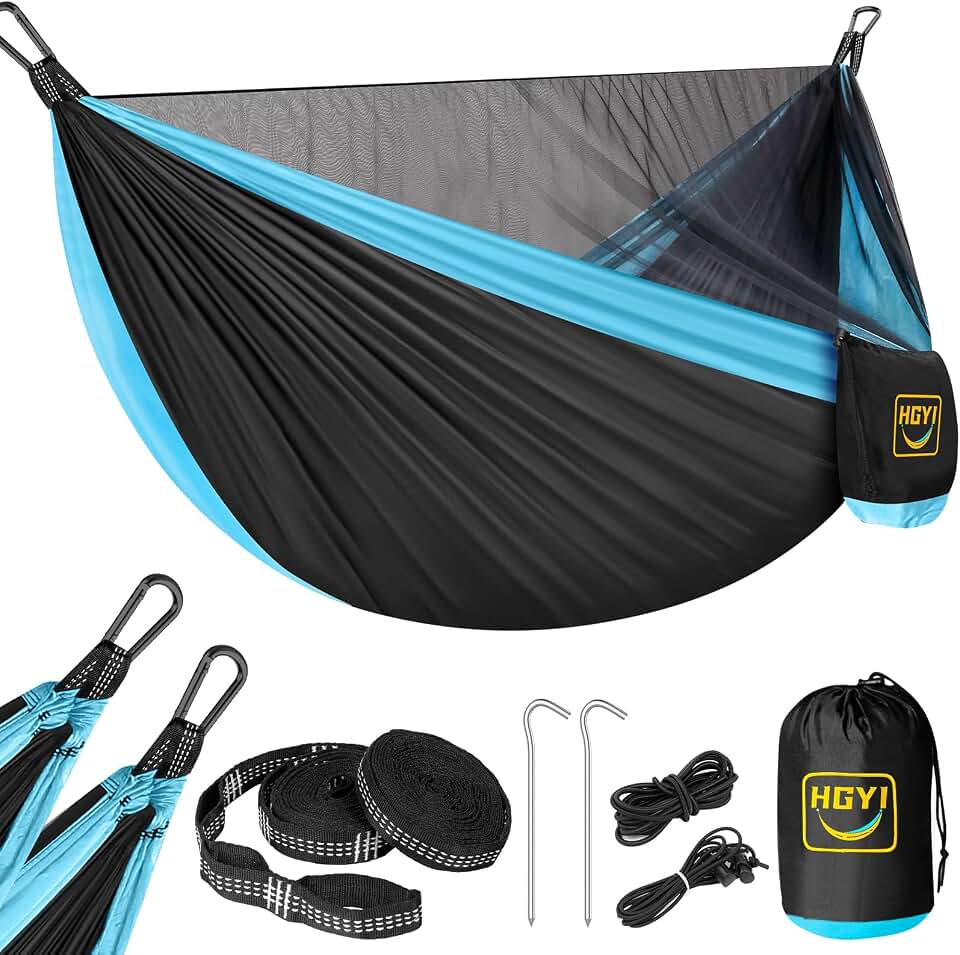 Camping Hammock Mosquito Net,Double &amp; Single Portable Hammocks Hammocks with 2 Tree Straps,Hammock Tent for Travel Camping,Camping Accessories for Indoor Outdoor Hiking Backpacking Backyard Beach
