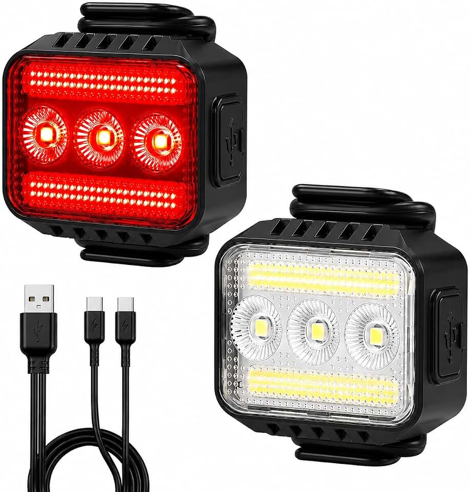 Bike Lights Front and Back Set for Night Riding,Rear Bicycle Light | 9+9 Modes,Rechargeable,Super Bright eBike Lights,Waterproof Bike Headlight and Tail Light Set for MTB, Off-Road &amp; City Riding