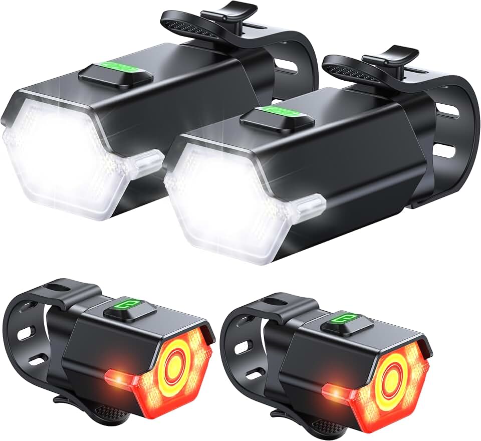 Zewdov High Lumen Super Bright Bike Lights for Night Riding, Adjustable Modes Bicycle Lights Front and Rear, Rechargeable &amp; IP65 Waterproof Bike Headlight and Taillight Set for Cycling Electronics