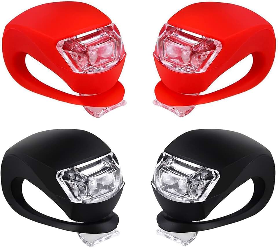 Malker Bicycle Light Front and Rear Silicone LED Bike Light Set - Bike Headlight and Taillight,Waterproof &amp; Safety Road,Mountain Bike Lights,Batteries Included