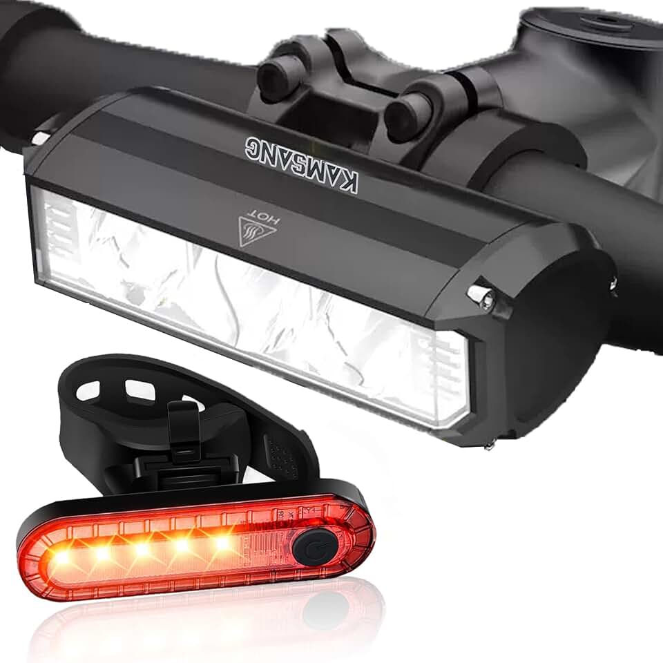 Bike Light Set for Night Riding,Bright Rechargeable Bicycle Headlight Set High Beam Low Beam,USB LED Bicycle Light,Waterproof Bike Headlight and Taillight for Adult Kid Mountain