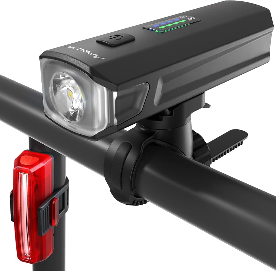 APECYC Bike Lights, Rechargeable Bicycle Light for Night Riding, Bike Front Headlight and Back Taillight with 4+5 Light Modes, Waterproof Bike Light Set for Mountain Road &amp; Commuter Cycling
