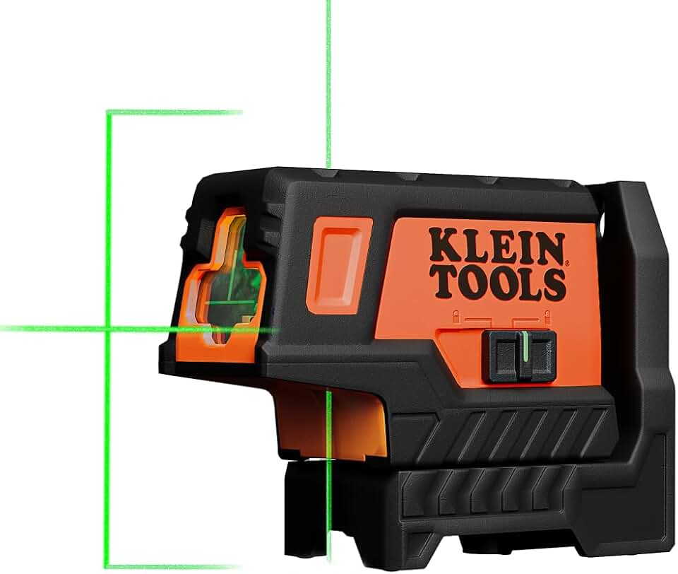 Klein Tools 93MCLPG Compact Self-Leveling Laser Level with Plumb Spot, Bright Green Cross Line, 75-Foot Range, Laser Class 2, Power Output <1mW, Magnetic Mount
