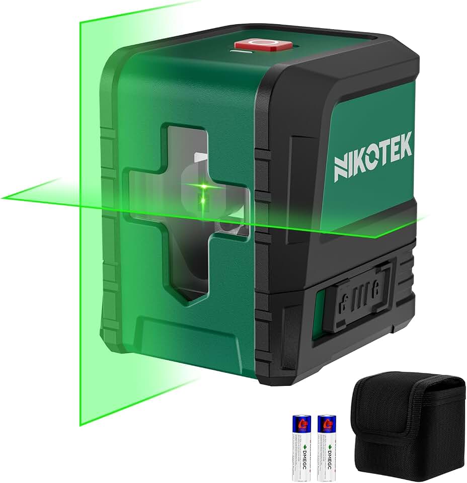 Nikotek Laser Level, Self-leveling Green Line Laser With Horizontal and Vertical Lines for Construction and Picture Hanging, Battery Included (NK01G) Global Recycled Standard