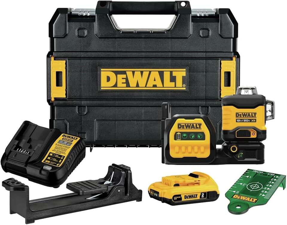 DEWALT 20V/12V MAX Laser Level Kit, 3 x 360, Green (DCLE34030G), Color Yellow