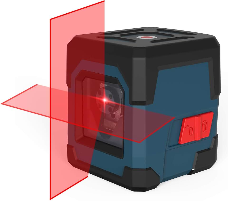 Laser Level, RockSeed Cross Line Laser with Self-Leveling, Vertical and Horizontal Line, Rotatable 360 Degree, Carrying Pouch, Battery Included (Red) Global Recycled Standard