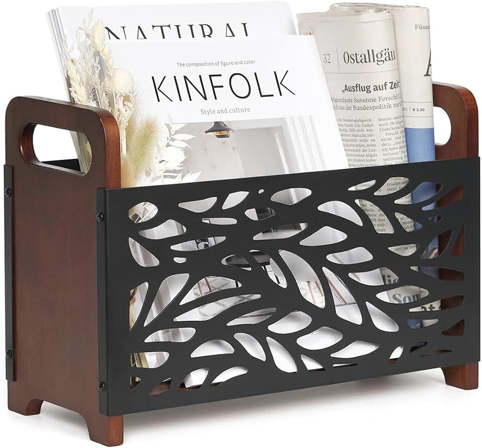 Magazine Holder,Wood Magazine Rack,Rustic Magazine File Holder | Magazine Storage Basket,Magazine Rack Floor,Farmhouse Magazine Organizer for Magazines,Books,Newspapers