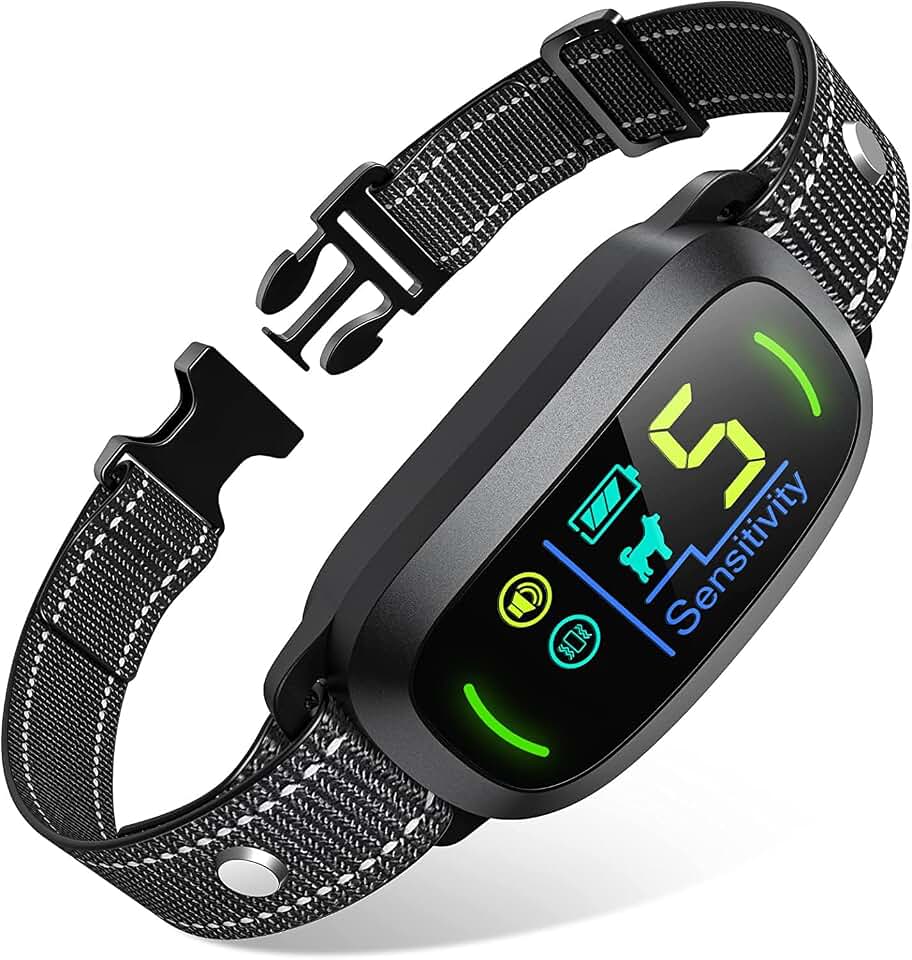FAFAFROG Dog Bark Collar, Rechargeable Smart Collar, Anti Barking Training Collar with 5 Adjustable Sensitivity Beep Vibration, Bark Collar for Large Medium Small Dogs (Black)