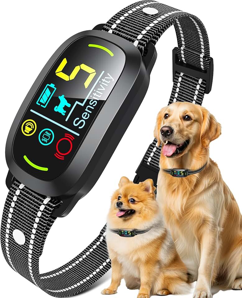 Bark Collar for Small Medium Large Dogs with 5 Training Modes, Black | AI Bark Recognition, Effective Anti Barking Device with 5 Sensitivity Levels, Rechargeable IP67 Waterproof Anti Bark Collar