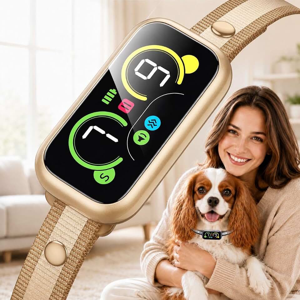 Smart Dog Bark Collar with Advanced Bark Detection, Anti Barking Devices with 4 Adjustable Modes &amp; 7 Sensitivity, Rechargeable Barking Collar for Small Medium Large Dogs, (1, Sand)