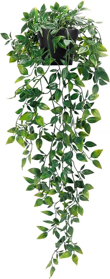 Whonline Fake Hanging Plants, Artificial Small Potted Plants for Indoor Outdoor Aesthetic Office Living Room Shelf Decoration (1 Pack)