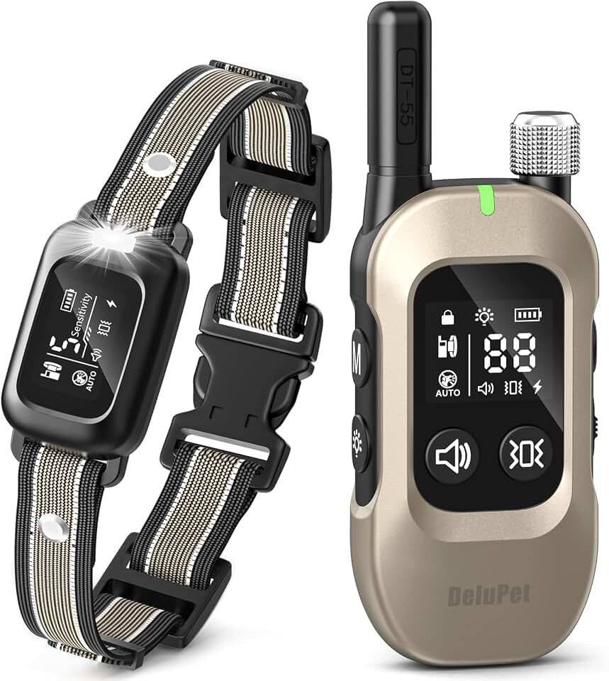 2-in-1 Dog Bark &amp; Shock Collar with Remote, 4500FT Training Range | Combines Bark Control &amp; Training Modes, IPX8 Waterproof, LED Light, Rechargeable, Fits 10-100lbs Small, Medium &amp; Large Dogs