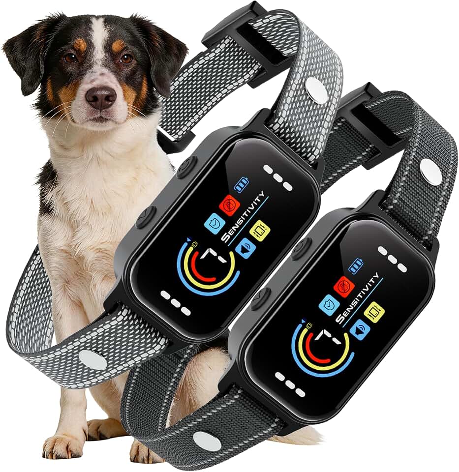 Dog Bark Collar 2 Pack, Auto Anti Barking Collar for Large Medium Small Dogs 11-120lbs, 7 Sensitivity Levels, 5 Safe Training Modes, Humane Bark Training Collar