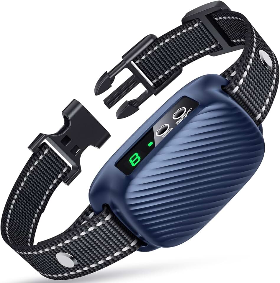 Dog Bark Collar, Smart Bark Collar with 8 Sensitivity Levels for Large Medium Dogs, Auto Rechargeable No Bark Collar with Beep Vibration Modes, Waterproof Anti Barking Collars-K06