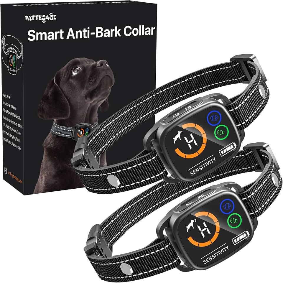 Bark Collar,Dog Bark Collar 2 Pack，Smart Anti Bark Collar for Large Medium Small Dogs 9-143 lbs,with 6 Sensitivity Levels and 3 Modes Beep Vibration, IP67 Waterproof，Humane Barking Collar