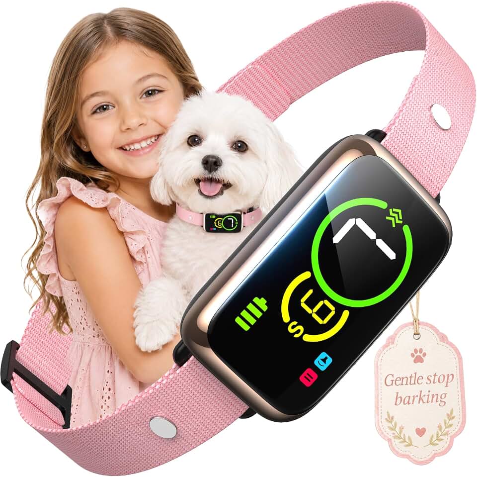 Dog Bark Collar, Humane Anti Barking Device with AI Smart Detection, Beep &amp; Vibration, 7 Sensitivity Levels, Rechargeable No Bark Collar for Small Medium Large Dogs IP67 Waterproof
