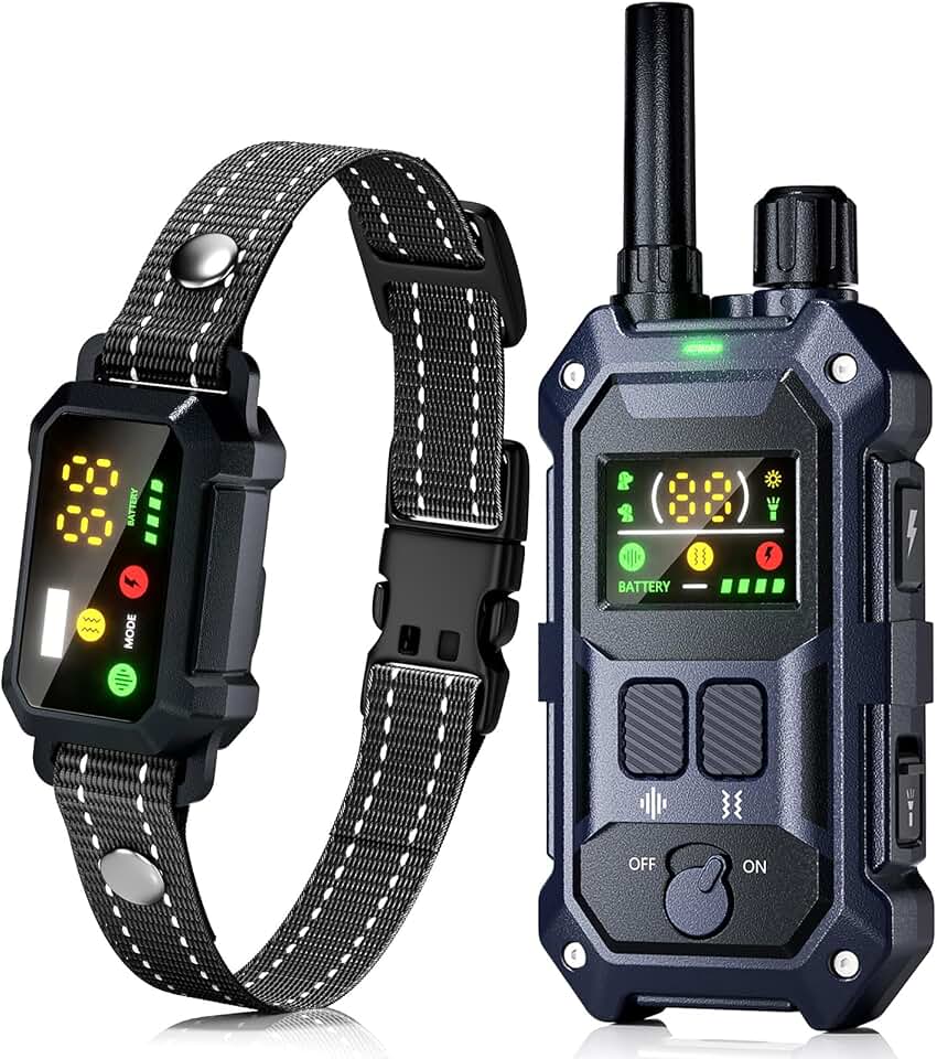 BLACKDOG Military Dog Shock Collar - 4200ft Dog Training Collar with Remote, 4 Training Modes, Flashlight &amp; Strobe, 3-Month Battery, IP67 Waterproof Dog E Collar for All Breeds 5-150lbs (Dark Blue)