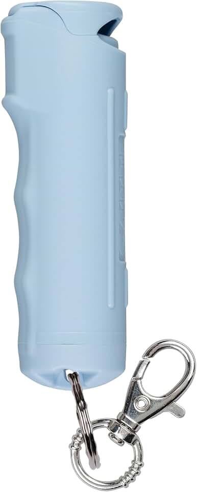 SABRE Pepper Spray with Fast Flip-Top Safety &amp; Snap‑Clip Keychain for Self Defense - Maximum Police Strength OC with UV Marking Dye, 10‑Sec. Spray, 14-ft Range, Finger Grip, Made in USA, 0.54 fl oz