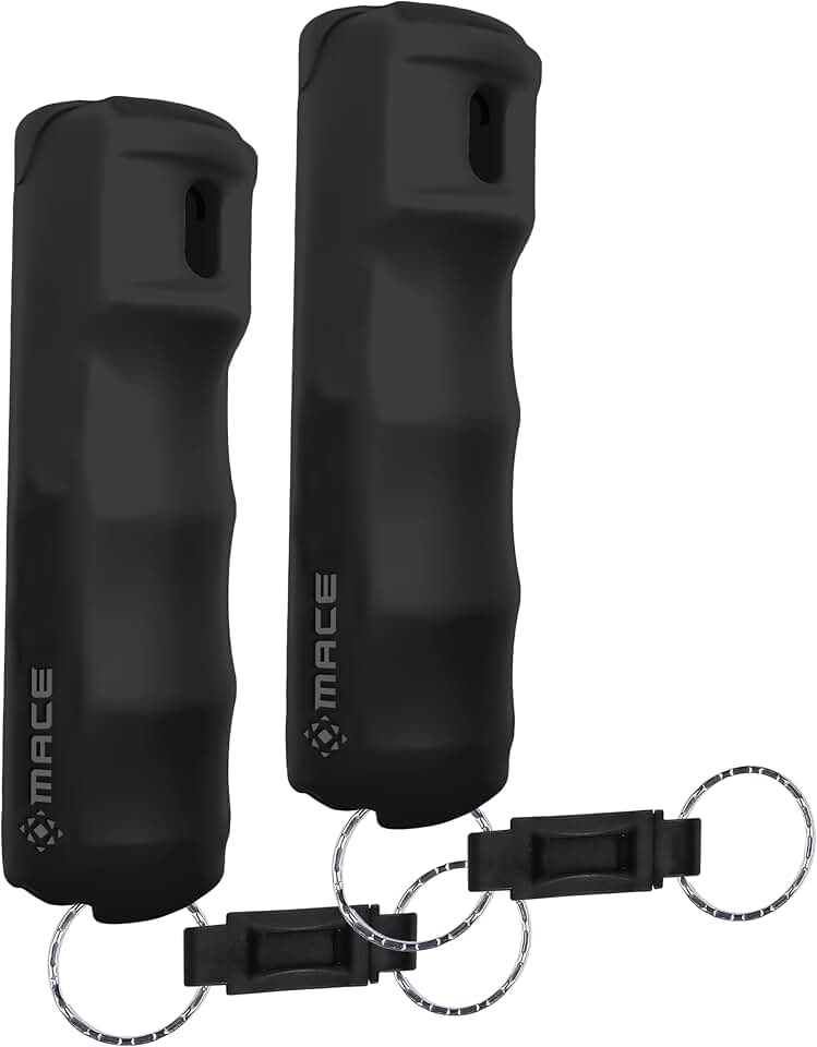 Mace Pepper Spray - Max Police Strength OC with UV Dye, Fast Flip Top, Ergonomic Grip, Quick Release Keychain, 12 Feet Range, 0.42 oz Compact Model, Self Defense Pepper Spray for Women &amp; Men