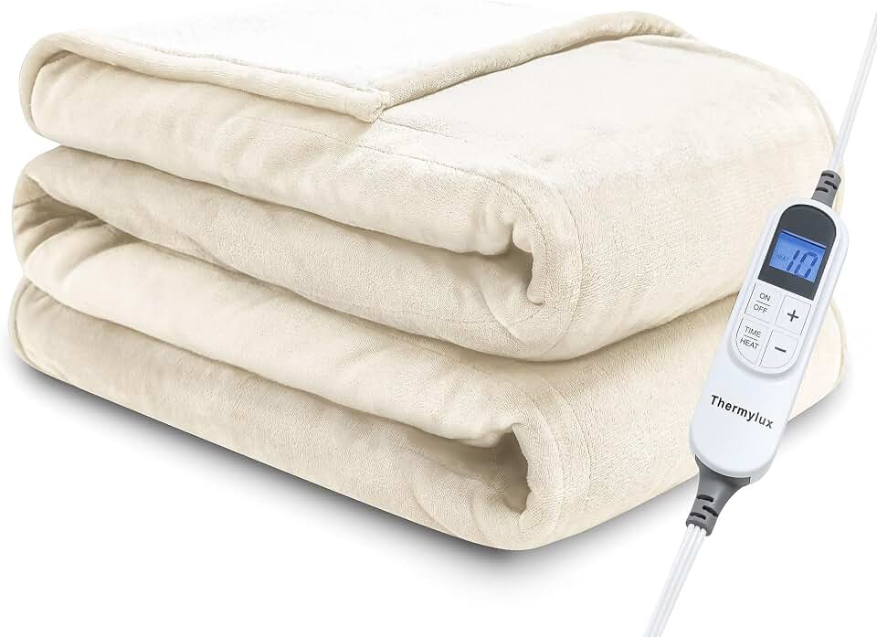 Electric Blanket Full 72"x84" Heated Electric Blankets 10 Heating 12 Time Settings Levels 8 Hours Auto Off Fast Heating and Overheat Protection ETL Certified Machine Washable,Ivory OEKO-TEX STANDARD 100