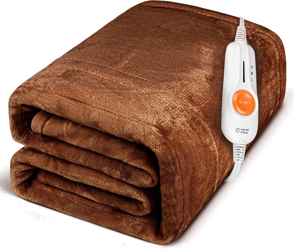 Gintao Heated Blanket Throw, Soft Double Flannel Electric Heating Blanket | ETL &amp; FCC Certified, 3 Heat Levels, 4H Auto Off, Overheat Protection, Washable, for Couch, Bed, Office, Gifts for Women Men