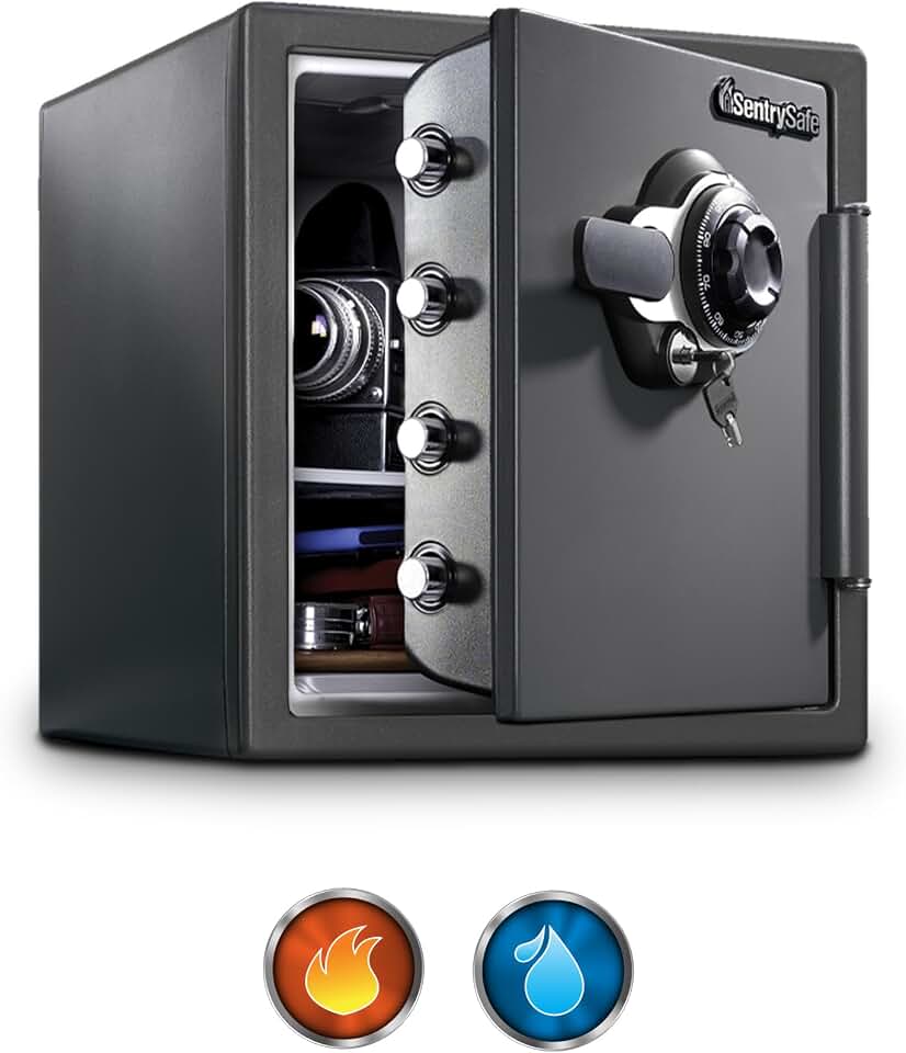 SentrySafe Fireproof Waterproof Safe Dial Comboination 1.23 Cu Ft SFW123DSB | UL Classified Fire and Water Resistant Home Safe, Maximum Security, Dial Combination Lock, Protects Money, Documents, Jewelry