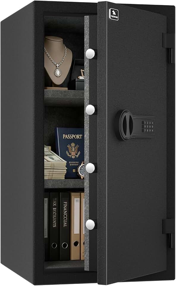 TIGERKING 3.47 Cu Ft Fireproof Safe for Home Office | Medium Heavy Duty Safe For Home, Floor-Mountable, 30-Min Fire Protection At 1700°F, Digital Keypad Lock, Removable Shelves