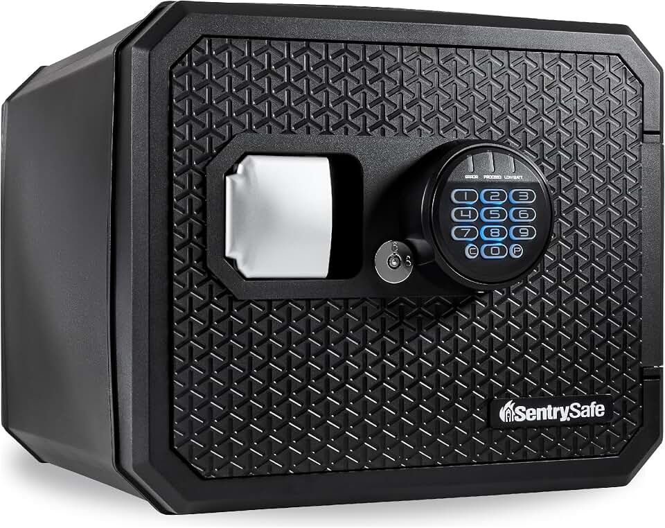SentrySafe Fireproof and Waterproof Large Safe with Digital Keypad, Override Key, and Adjustable Shelf for Home, Dorm, or Office, 0.81 Cubic Feet, FPW082HSB