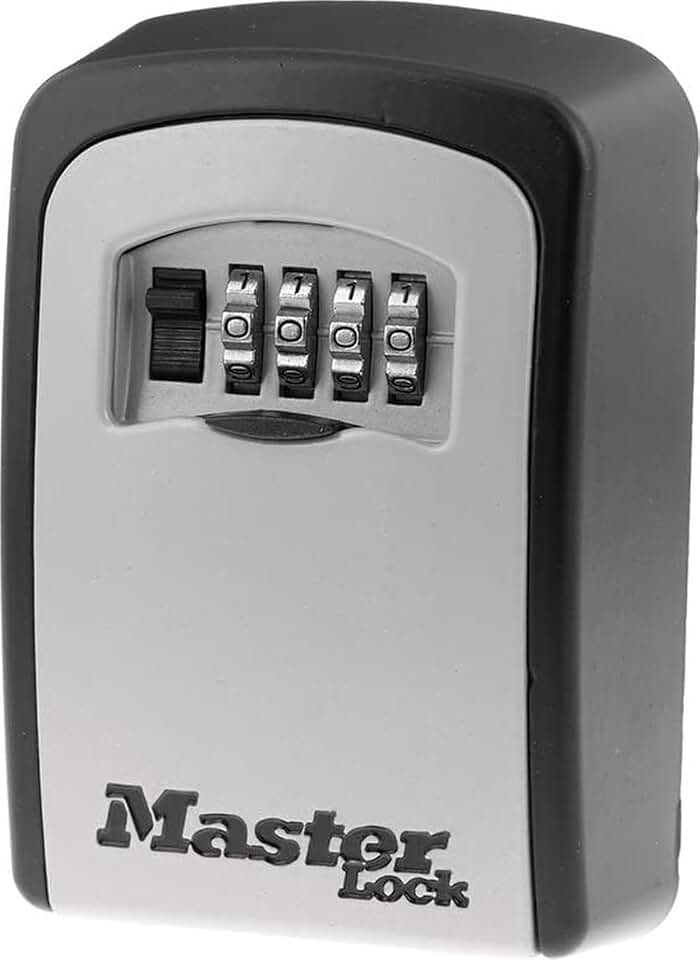 Master Lock 5-Key Combination Safe Black/Silver 5401D | Wall Mounted Key Lock Box For Realtors, Landlords, Property Managers For Secure Key Storage, Resettable 4-digit Code