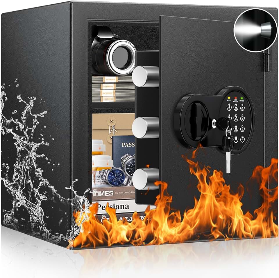 2.0 Cuft Fireproof Safe Box for Home,Digital Keypad,35-Min Fire Protection | 35-Min Fire Protection at 1700°F, Removable Shelf, Smart Alarm &amp; Anti-Pry Security, External Emergency Power, Silent Mode