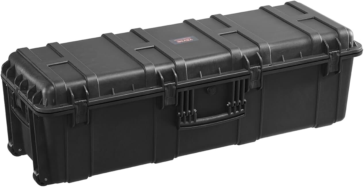 VEVOR Dry Box, Waterproof Hard Case with Pre-Cut Foam, 44 x 16 x 13.5inch | For Travel, Hunt, Cameras, Double-layer Anti-theft Design, Retractable Pull Handles, Easy to Move &amp; Carry, IP67 Waterproof