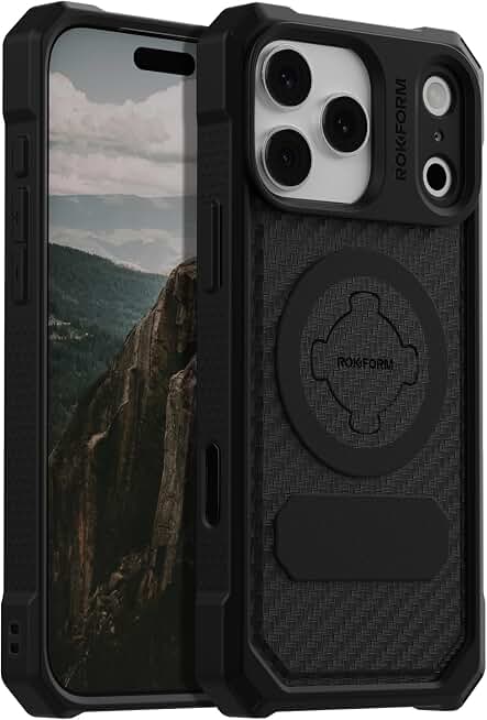 Rokform Rugged Case for iPhone 17 Pro Max, Magnetic + RokLock (Black)