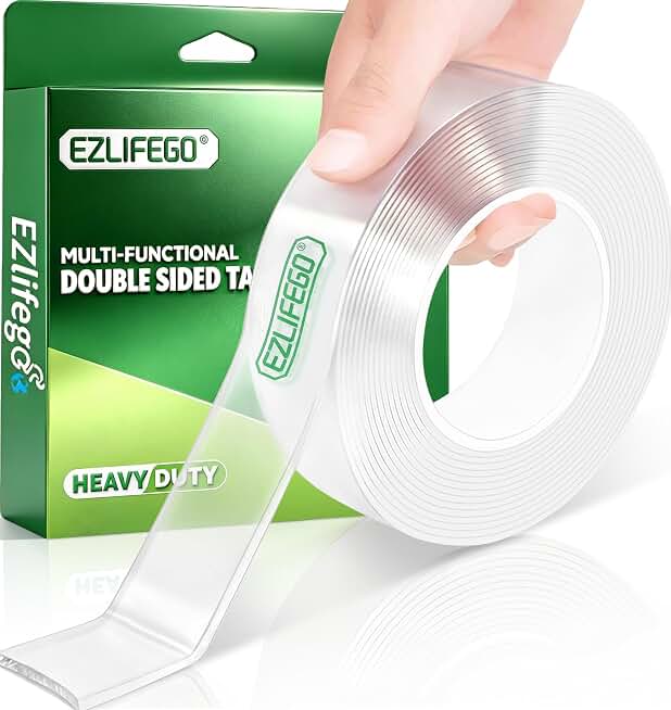 EZlifego Heavy Duty Invisible Bond Nano Double Sided Mounting Tape, 9.85FT | Nano-Tech, Holds up to 72 lbs, All-Purpose, Instant Hold, Industrial-Strength Adhesive, Indoor &amp; Outdoor Decor,Back to School