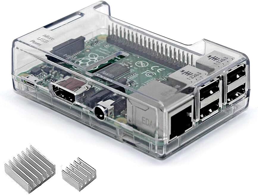 iUniker Raspberry Pi 3B+ Case - Transparent with Heatsink - Access to All Ports
