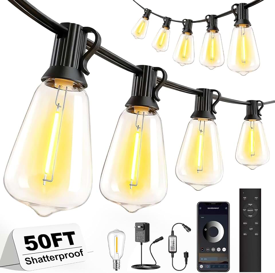 50ft-Plug-in-LED-Lights-Outdoor-Waterproof-String Lights-Patio-Outside-Porch-Backyard-Garden-Gazebo-Yard-Deck-Balcony-Party-Camping-House-Hanging-Lighting-Bulb-Remote-Bluetooth-Hanging-Edison-ST38