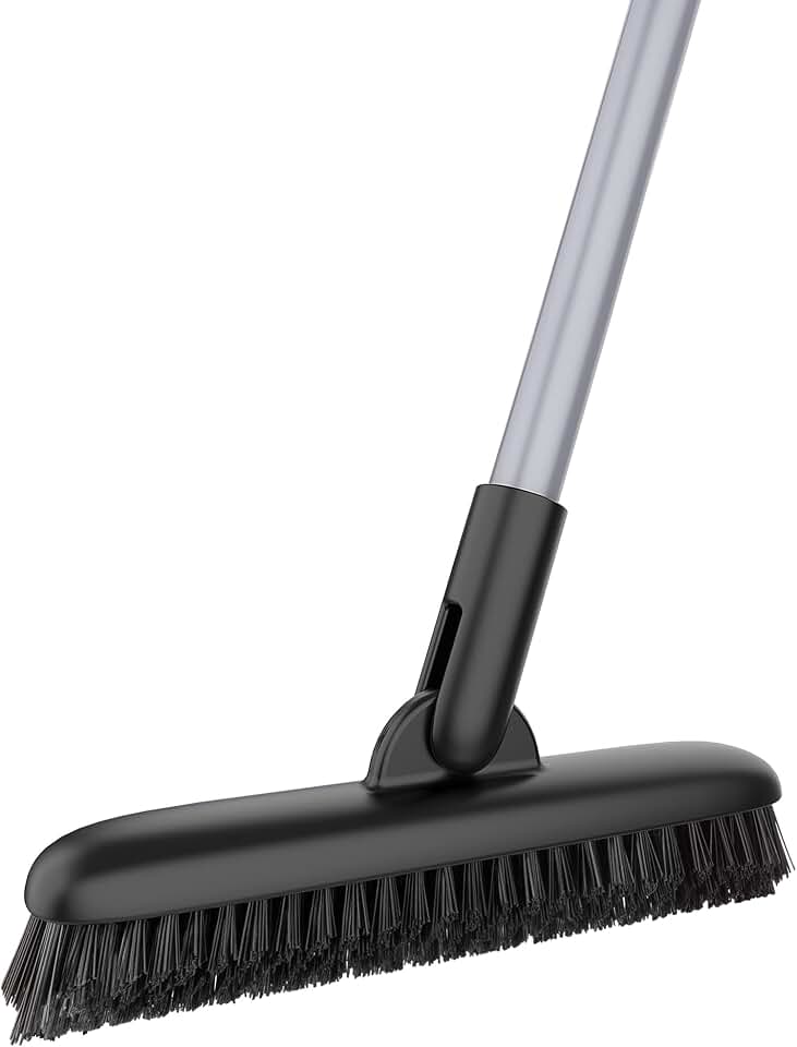 MR.SIGA Heavy Duty Grout Scrub Brush with Long Handle | Shower floor scrubber for cleaning, tile scrub brush with stiff bristles