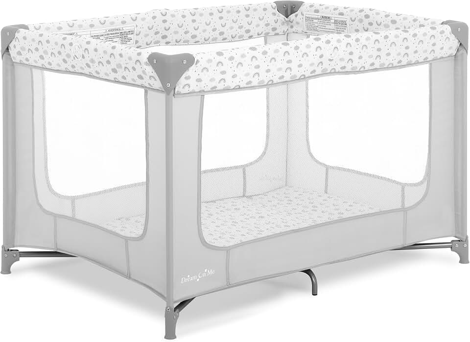 Dream On Me Zodiak Portable Playard, Compact for Travel, Carry Bag, C Grey | Removable 1" Mattress Pad, Mesh Sides, Quick Fold, 30 Lb Limit - ASTM Tested for Infants &amp; Toddlers, Indoor &amp; Outdoor Use